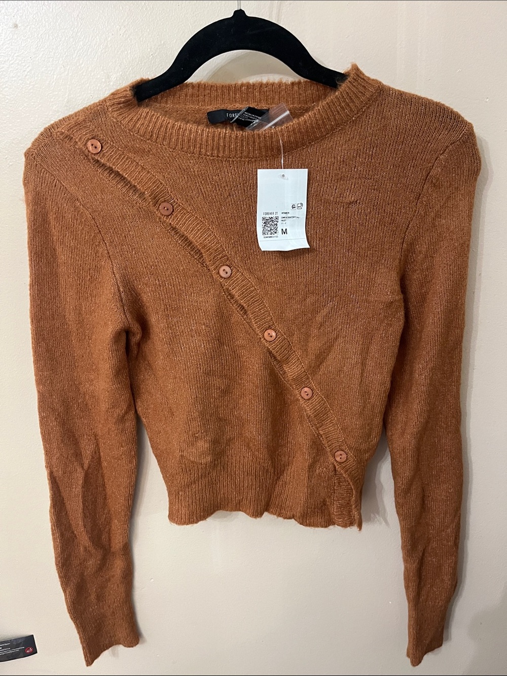 Forever 21 Women's Rust Button-Accent Crewneck Sweater NWT — Size M